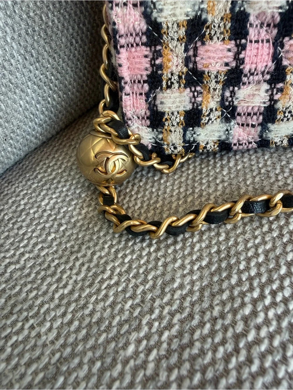 Chanel CC Tweed Pearl Crush Wallet on Chain